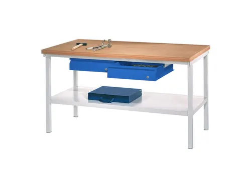 Werkbank 900x1500x700mm 2laden Frame/behuizing Ral7035 Front Ral5010