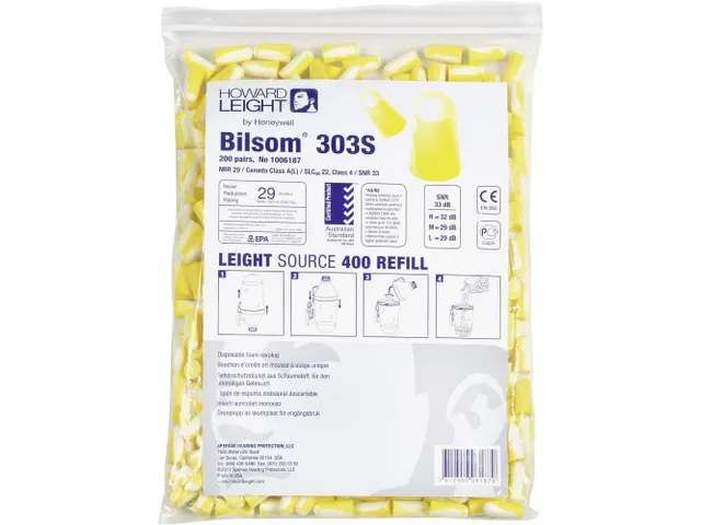 Bilsom 303S Disposable oordoppen 33 dB Maat S Geel Navulling 200 paar