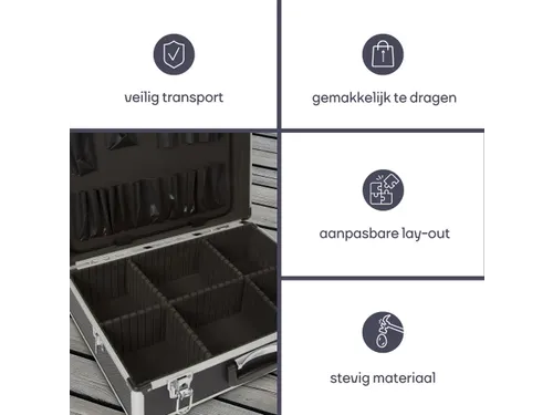 Aluminium Gereedschapskoffer 455x330x152mm 22,8L Grijs/Zwart
