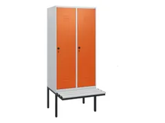 locker met bank,HxBxD 1950x800x815mm,2vak,vak B 400mm,draaigrendel