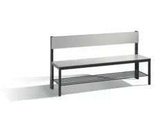 omkleedbank,HxLxD 796x1500x407mm,HPL zilvergrijs,frame staal RAL7021