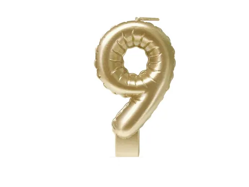 Verjaardagskaars cijfer 9 Folieballon Goud 10cm