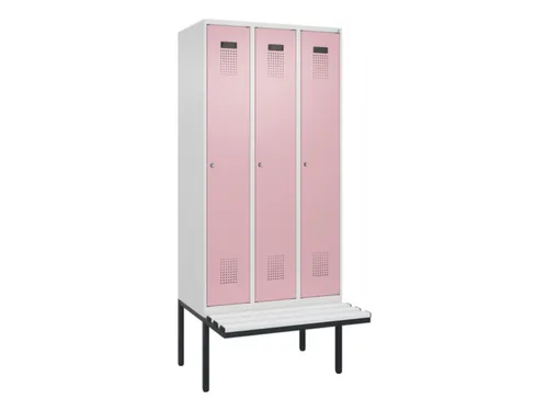 locker met bank,HxBxD 2120x900x815mm,3vak,vak B 300mm,cilinderslot