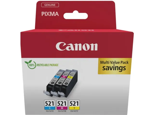 2934B016 CANON CLI-521 Ink Cartridge C/M/Y Pack