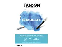 Aquarelpapier Canson Graduate Watercolour 20vel 250gr A3 natuurlijk wi