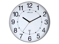 Wandklok Unilux Maxi radio controlled Ø37,5cm lichtgrijs/wit cijfers