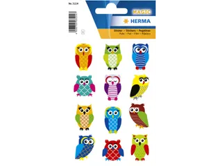 Sticker Etiket Herma 3224 Uilen Glitterfolie 12 stuks - 2