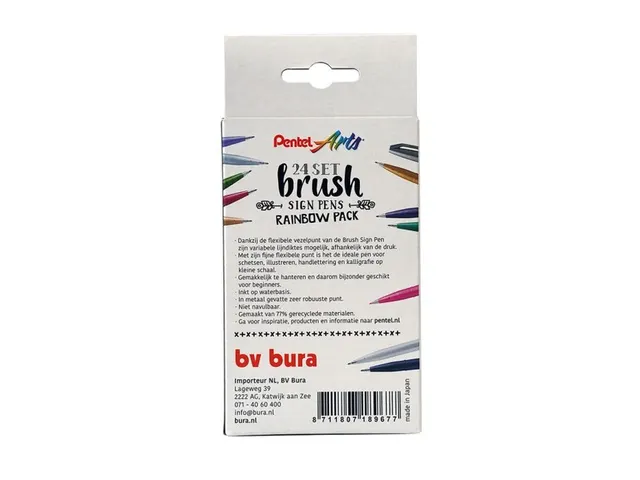 Brushpen Pentel Sign SES15C etui Rainbow 24 kleuren