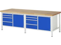 werkbank,HxBxD 840-1040x2500x900mm,beukblad,draagverm. 1250kg