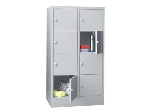 lockerkast,HxBxD 1518x800x500mm,2x4vakken,RAL7035,front RAL7035