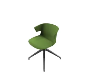 Bezoekersstoel Kunststof Kuip Groen Spinonderstel Aluminium - 1
