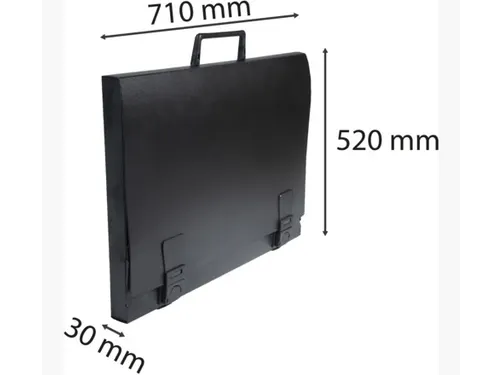 Tekenkoffer Exacompta B2 52x72cm rugbreedte 30mm PP zwart