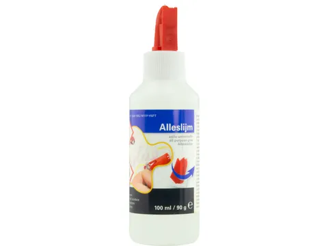 Alleslijm Kangaro 100 ml PVAc fles met lijmspatel rood