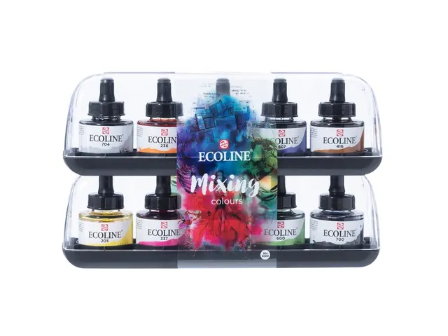 Inkt Talens Ecoline met pipet additional set à 10 assorti kleuren