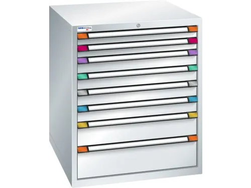 ladekast,HxBxD 1000x805x695mm,8lade(n),cil.-slot,RAL7035,front RAL7035