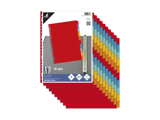 Tabblad Kangaro A4 blanco karton 10-delig 23-gaats krimp a 10 sets