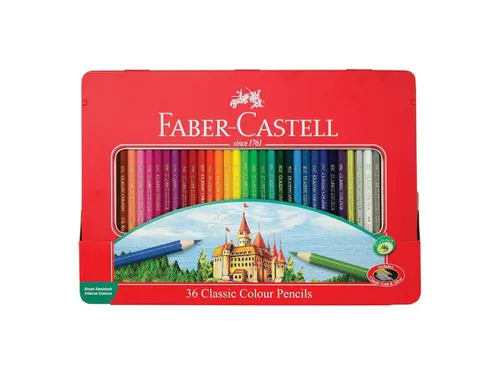 Kleurpotlood Faber-Castell Castle zeskantig metalen etui 48 stuks met