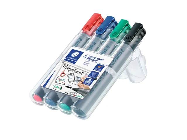 Viltstift Staedtler 356 voor flipover rond 2mm 4 stuks assorti
