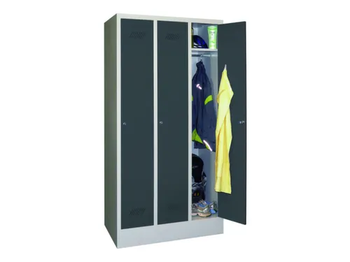 locker,HxBxD 1850x900x500mm,3vak,vak B 300mm,RAL7035,front RAL7016