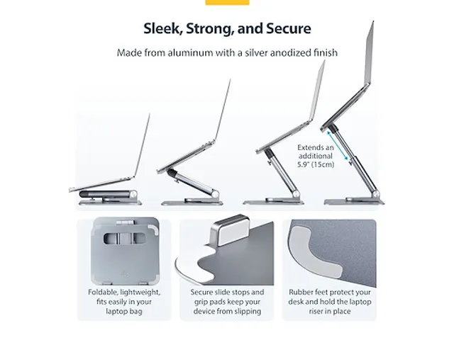 Telescopische Laptopstandaard Draagvermogen Tot 5kg Zilver