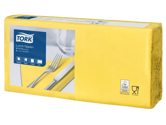 Tork 477841 Lunchservet Geel 33x33cm 2-laags 1/4 vouw 10x200st
