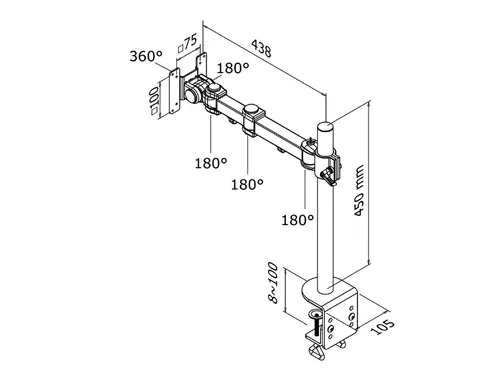 Monitorarm FPMA-D960 1 Scherm 10-30 Inch met Klem Zwart