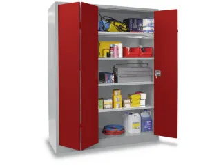 Vouwdeurkast 1950x1200x600mm 4legborden Verzinkt Ral7035 Front Ral3000 - 1
