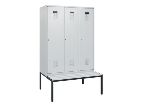 locker met bank,HxBxD 1950x1200x815mm,3vak,vak B 400mm,cilinderslot