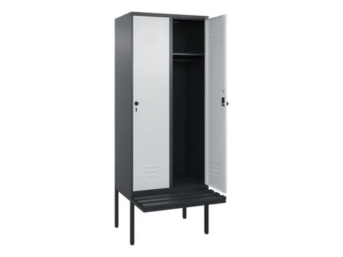 locker met bank,HxBxD 2120x800x815mm,2vak,vak B 400mm,draaigrendel
