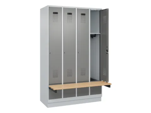 locker met bank,HxBxD 1950x1200x815mm,4vak,vak B 300mm,cilinderslot