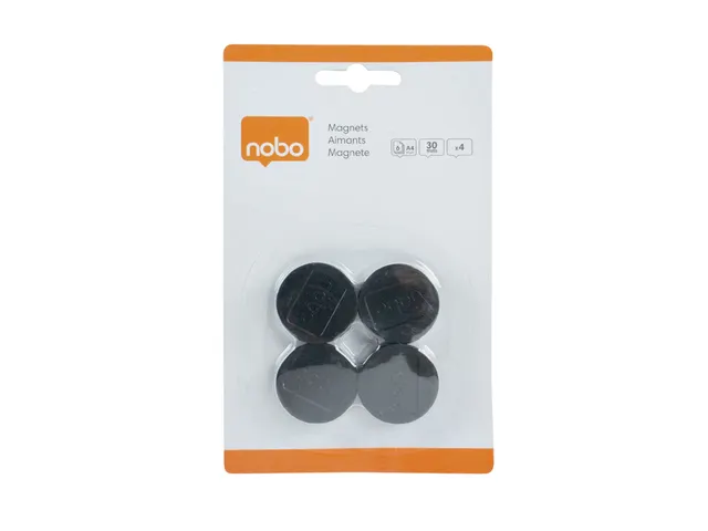 Magneet Nobo 30mm zwart 4 stuks