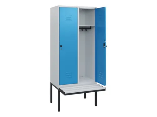 locker met bank,HxBxD 1950x800x815mm,2vak,vak B 400mm,draaigrendel