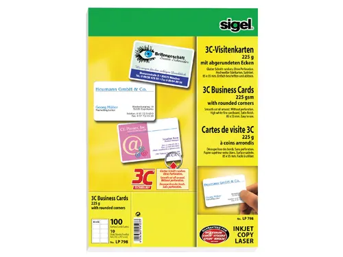 Visitekaartjes Sigel 225gr Afgeronde Hoeken Wit 85x55mm