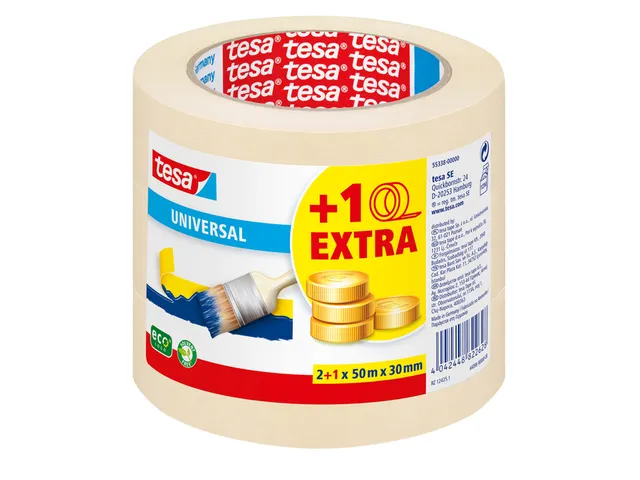 Afplaktape Tesa 55338 basic promo 30mmx50m 2+1