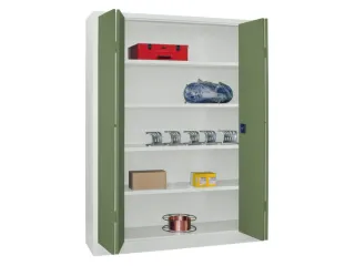 Vouwdeurkast 1950x1500x400mm 4legborden Verzinkt Ral7035 Front Ral6011 - 1