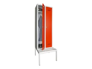 locker met bank,HxBxD 2150x600x500mm,2vak,RAL7035,front RAL3000 - 1