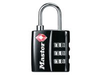 Hangslot Masterlock 3-cijfer combinatie TSA zwart 30mm