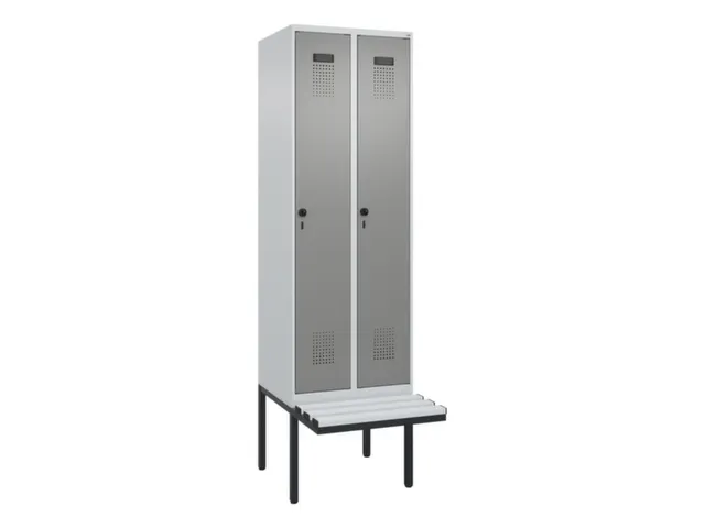 locker met bank,voor scheiding van kleding,HxBxD 2120x600x815mm,2vak