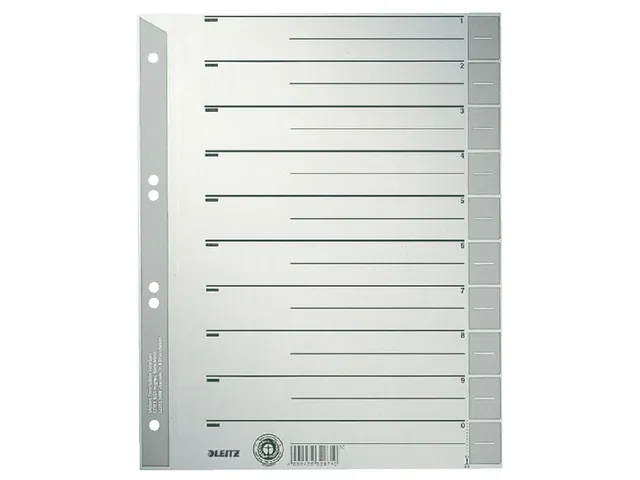Scheidingsbladen Leitz A4 karton 230gr 6-gaats grijs