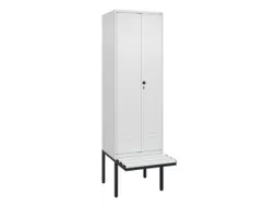 PBM-locker met bank,HxBxD 2120x600x815mm,2vak,vak B 300mm,draaigrendel