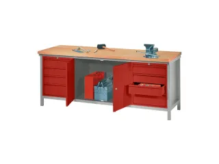 werkbank,HxBxD 900x2000x700mm,onderstel/romp RAL7035,front RAL3000 - 2