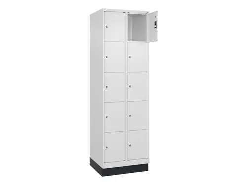 lockerkast,HxBxD 1950x600x500mm,2x5vakken,vak B 300mm,cil.-slot,sokkel