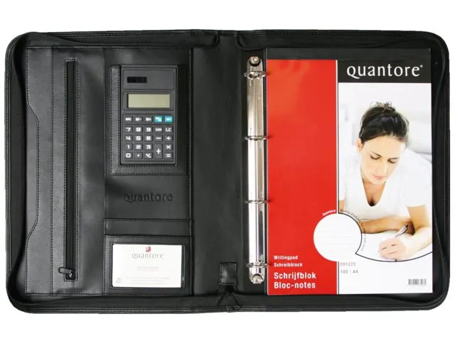Schrijfmap Quantore A4 met rits en calculator