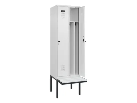 locker met bank,voor scheiding van kleding,HxBxD 2120x600x815mm,2vak