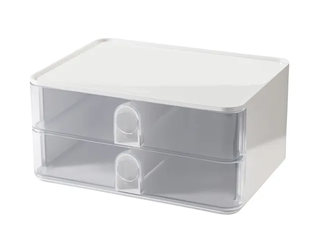 Smart-box Han Allison met 2 lades sneeuw wit/transparant, stapelbaar