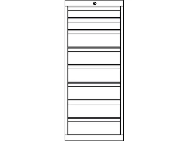 ladekast 1200x1023x600mm 8laden cilinderslot RAL7035 front RAL7035
