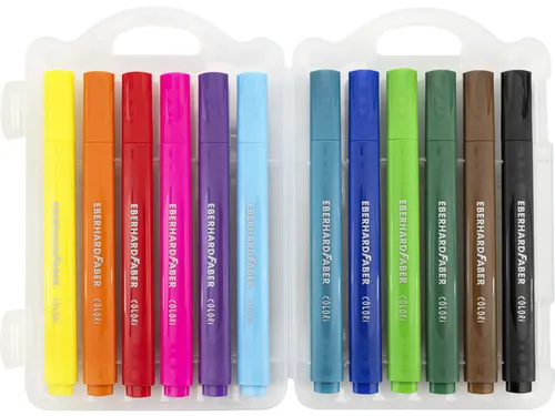 Viltstiften Eberhard Faber Jumbo 2mm 12 kleuren in kunststof etui