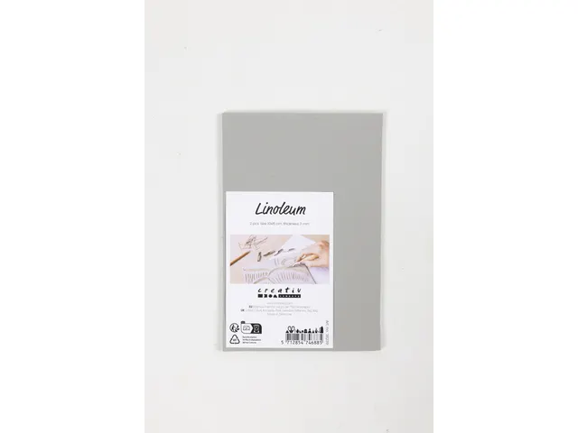 Creativ Company Linoleum 10x15cm dikte 3 mm, Grijs 2 stuks
