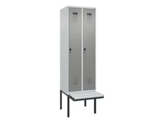 locker met bank,HxBxD 2120x600x815mm,2vak,vak B 300mm,draaigrendel - 2