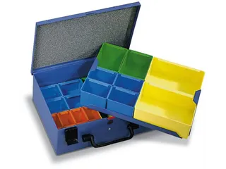 Assortimentskoffer Plaatstaal 15boxen Polystyrol 118x340x240mm Ral5007 - 1